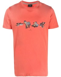 T-shirt à col rond imprimé orange PS Paul Smith