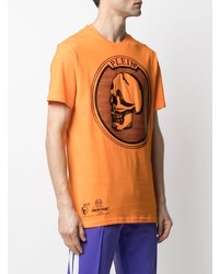 T-shirt à col rond imprimé orange Philipp Plein