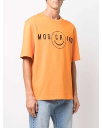 T-shirt à col rond imprimé orange Moschino