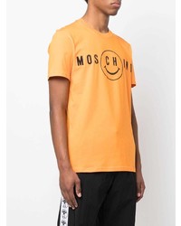 T-shirt à col rond imprimé orange Moschino