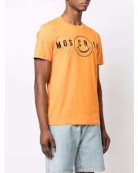 T-shirt à col rond imprimé orange Moschino