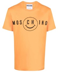 T-shirt à col rond imprimé orange Moschino