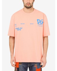 T-shirt à col rond imprimé orange Dolce & Gabbana