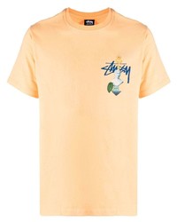 T-shirt à col rond imprimé orange Stussy