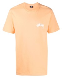 T-shirt à col rond imprimé orange Stussy