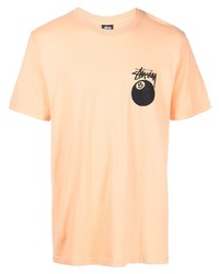 T-shirt à col rond imprimé orange Stussy