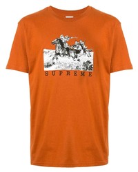 T-shirt à col rond imprimé orange Supreme