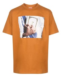 T-shirt à col rond imprimé orange Supreme