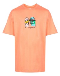 T-shirt à col rond imprimé orange Supreme