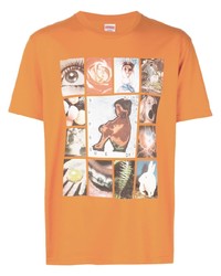 T-shirt à col rond imprimé orange Supreme