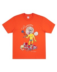 T-shirt à col rond imprimé orange Supreme