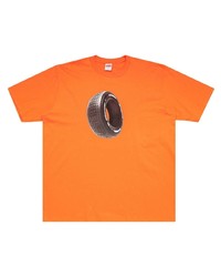 T-shirt à col rond imprimé orange Supreme