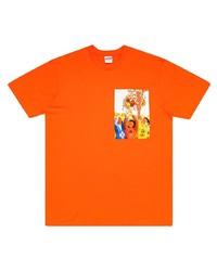 T-shirt à col rond imprimé orange Supreme