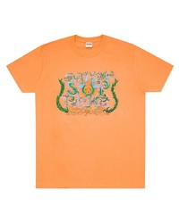 T-shirt à col rond imprimé orange Supreme