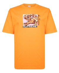 T-shirt à col rond imprimé orange Supreme