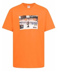 T-shirt à col rond imprimé orange Supreme