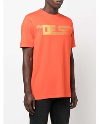 T-shirt à col rond imprimé orange Diesel