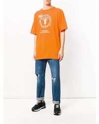 T-shirt à col rond imprimé orange Heron Preston