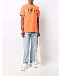 T-shirt à col rond imprimé orange Philipp Plein