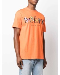 T-shirt à col rond imprimé orange Philipp Plein