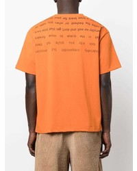 T-shirt à col rond imprimé orange Pleasures