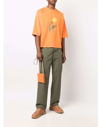 T-shirt à col rond imprimé orange Jacquemus