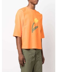 T-shirt à col rond imprimé orange Jacquemus