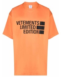 T-shirt à col rond imprimé orange Vetements