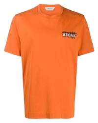 T-shirt à col rond imprimé orange Z Zegna