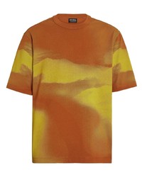 T-shirt à col rond imprimé orange Zegna
