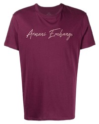 T-shirt à col rond imprimé pourpre foncé Armani Exchange