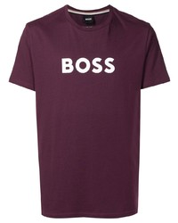 T-shirt à col rond imprimé pourpre foncé BOSS