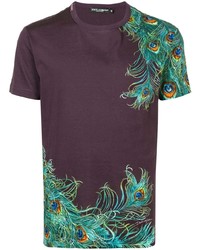 T-shirt à col rond imprimé pourpre foncé Dolce & Gabbana
