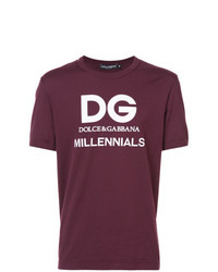 T-shirt à col rond imprimé pourpre foncé Dolce & Gabbana