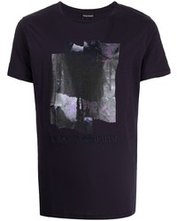 T-shirt à col rond imprimé pourpre foncé Emporio Armani