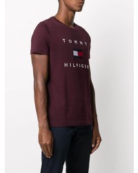 T-shirt à col rond imprimé pourpre foncé Tommy Hilfiger