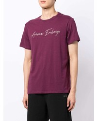 T-shirt à col rond imprimé pourpre foncé Armani Exchange