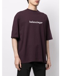 T-shirt à col rond imprimé pourpre foncé Balenciaga
