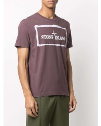 T-shirt à col rond imprimé pourpre foncé Stone Island