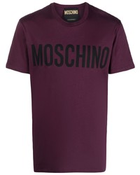 T-shirt à col rond imprimé pourpre foncé Moschino