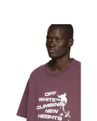 T-shirt à col rond imprimé pourpre foncé Off-White