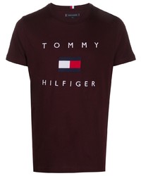 T-shirt à col rond imprimé pourpre foncé Tommy Hilfiger