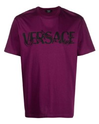 T-shirt à col rond imprimé pourpre foncé Versace