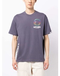 T-shirt à col rond imprimé pourpre AAPE BY A BATHING APE