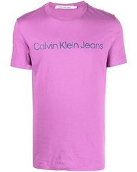 T-shirt à col rond imprimé pourpre Calvin Klein