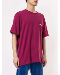 T-shirt à col rond imprimé pourpre Stussy