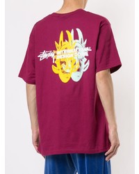 T-shirt à col rond imprimé pourpre Stussy