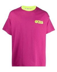 T-shirt à col rond imprimé pourpre Gcds