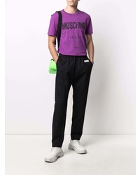 T-shirt à col rond imprimé pourpre Moschino