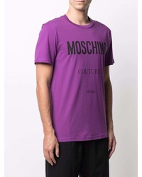 T-shirt à col rond imprimé pourpre Moschino